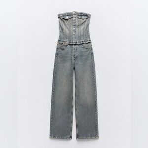 Denim Strapless Jumpsuit size M